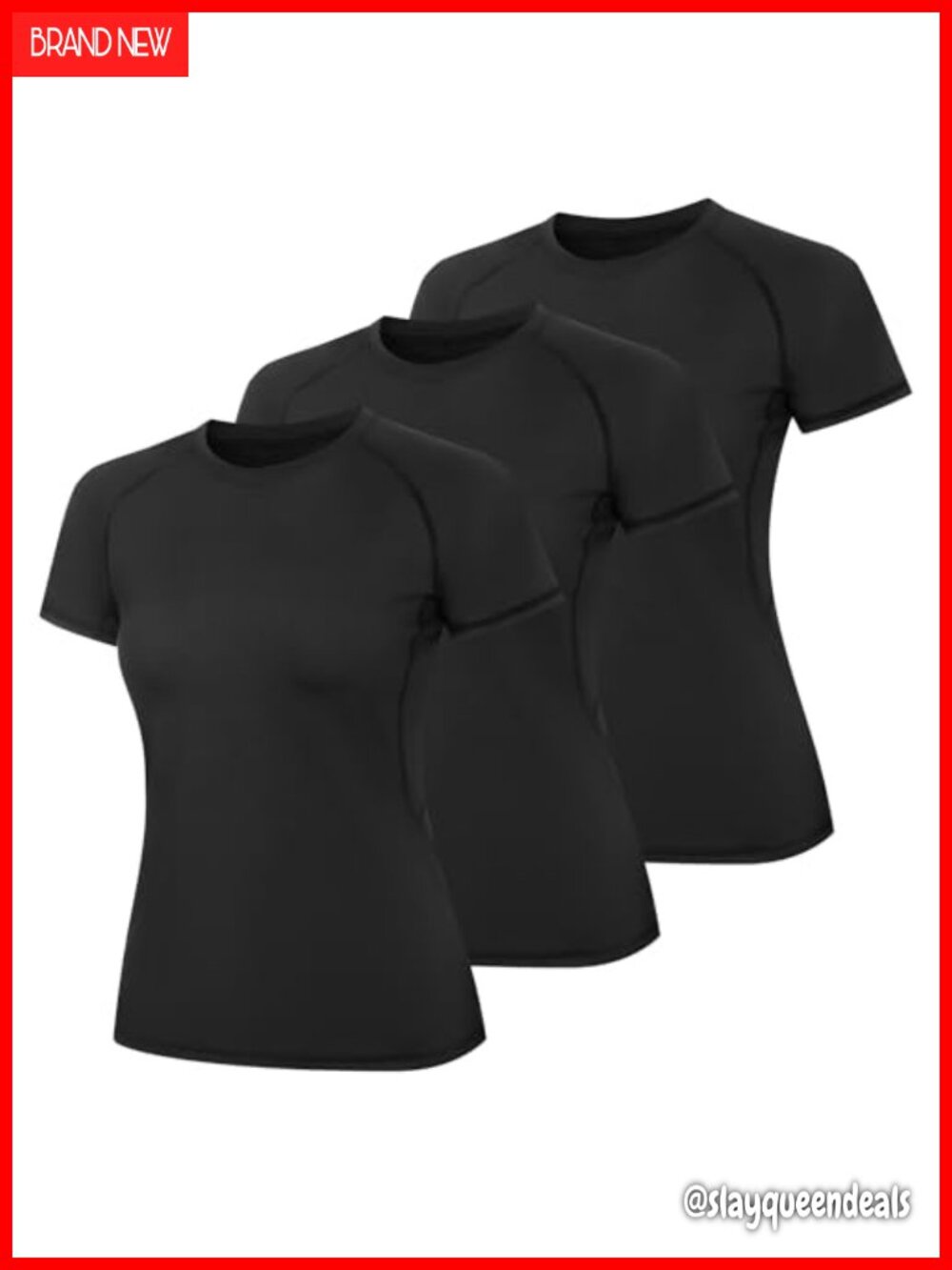 3 Pack Womens Compression T-Shirts Moisture Wicking Athletic Workout Short